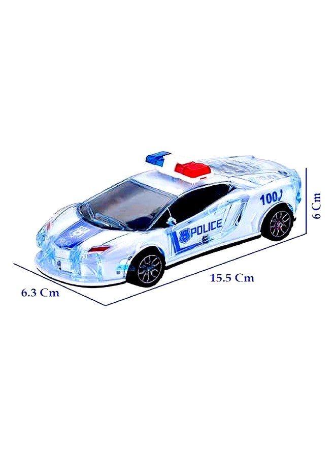 PRIMEFAIR Police Car With Lights, Friction, Music And Siren Sound Police 3D Car (Pack Of 1), White - Image 2